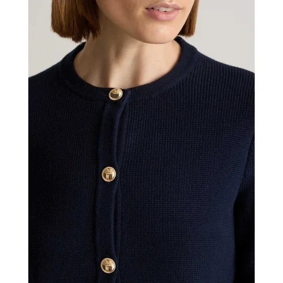 Quince Sweater Jacket Organic Cotton Cardigan Navy Blue Size XL New With Tags - Picture 2 of 6